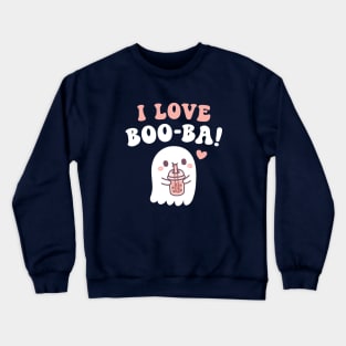 Cute Ghost I Love BOOba Boba Tea Funny Crewneck Sweatshirt